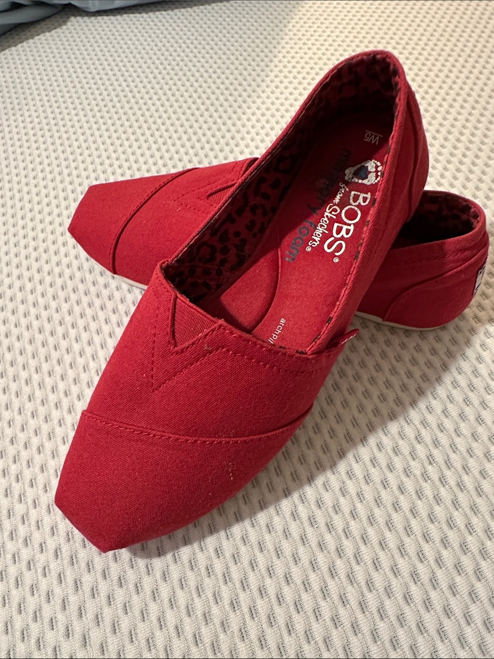 Women's Bobs Red Slip-On Canvas Flats